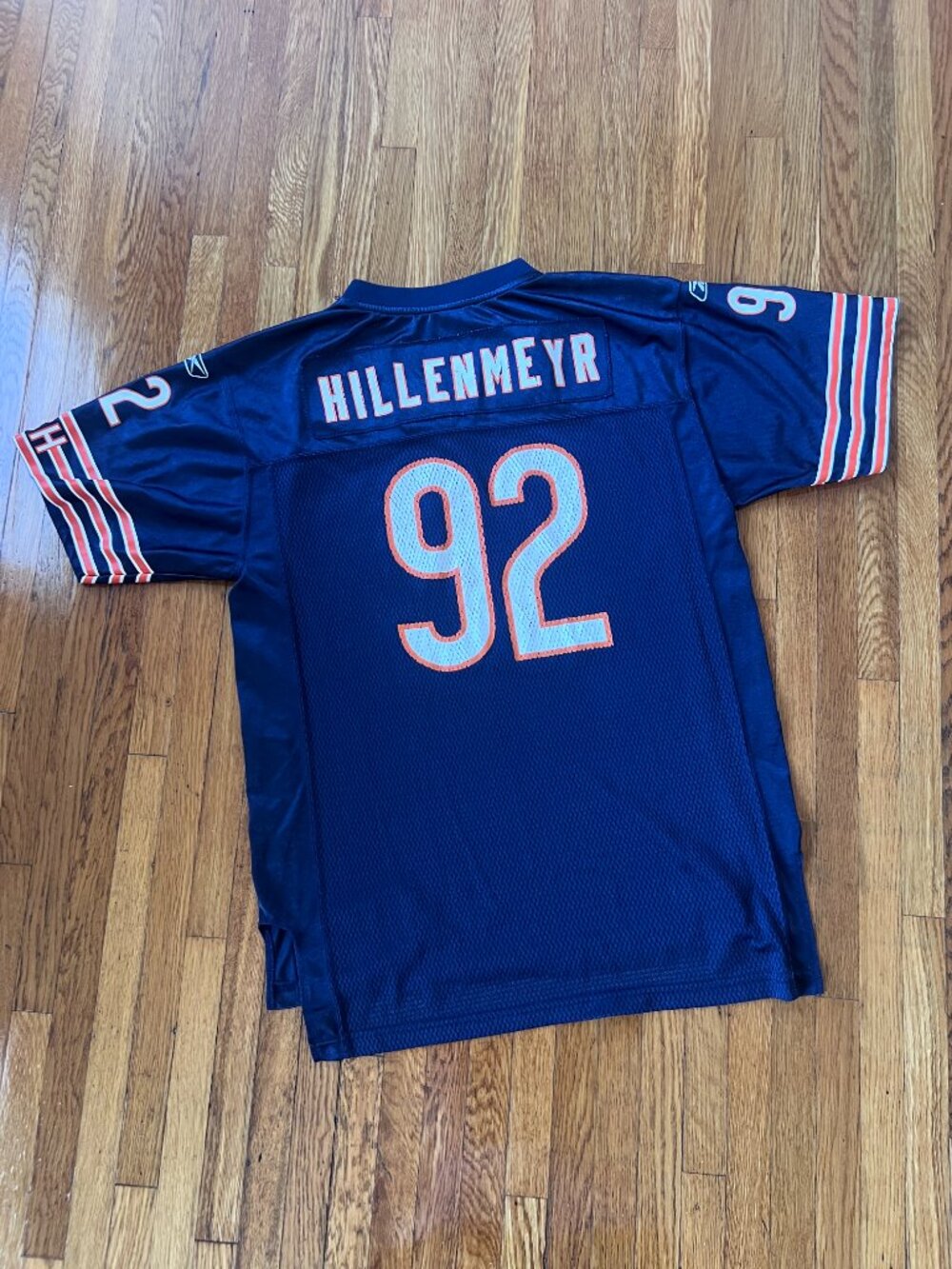 Vintage Chicago Bears Reebok #92 Hunter Hillenmeyer MISPRINT Jersey - Kids XL